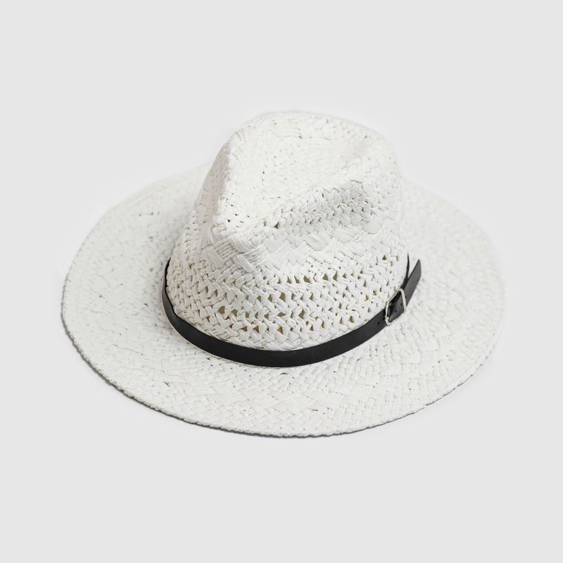 2024 New Korean Straw Knitted Big Edge Cowboy Couple Universal Belt Straw Hat Summer Sunshade Beach Hat_voghion.com