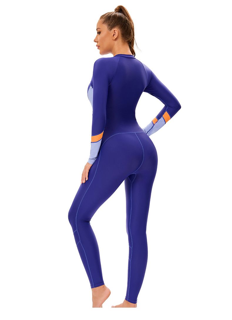 Women's Clothing Muslim New Color Matching Conservative Women's One Piece Swimsuit Long Sleeved Full Surround Sun Proof Tight Swimsuit_voghion.com