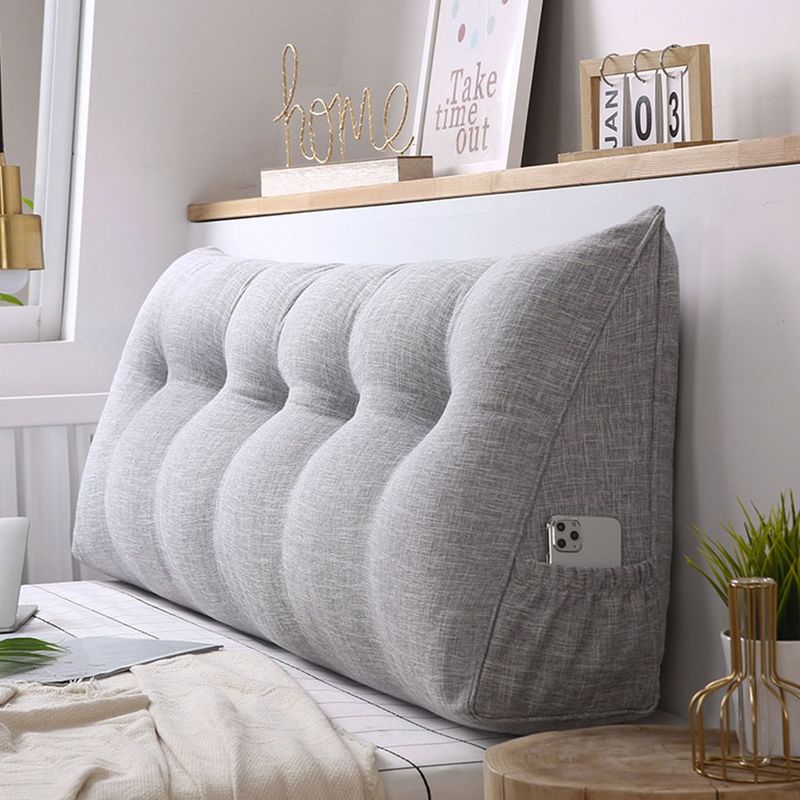 SOGA 100cm Silver Triangular Wedge Bed Pillow Headboard Backrest Bedside Tatami Cushion Home Decor_voghion.com