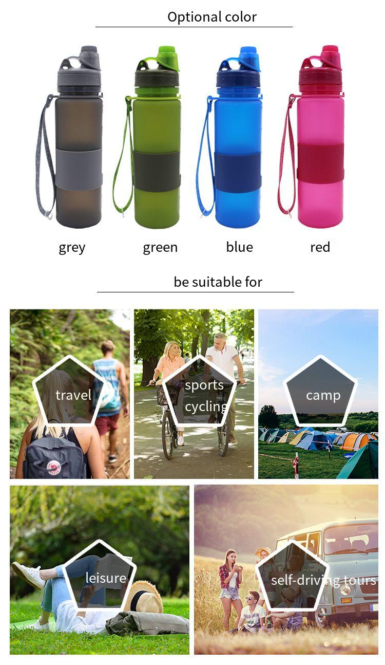 Large capacity rotary lid sealed kettle silicone folding outdoor water bottle mountaineering daily necessities_voghion.com