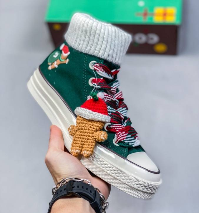 Nouvelles chaussures de Noël en toile de C avec couvre-chaussettes tricotés amovibles, chaussures de couple unisexes décontractées_voghion.com
