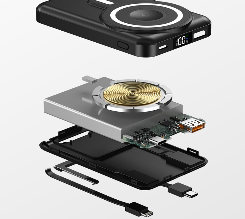 New Power Bank With Lightweight Metal Phone Holder And 10000mAh Large Capacity Wireless Power Bank With Cable_voghion.com