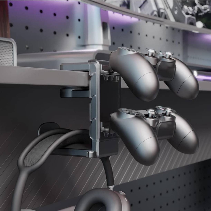 3-in-1-Drehbarer Gaming-Zubehör-Kopfhörerhalter, Abnehmbarer Halter für Controller & Kabel-Organizer, Gaming-Zubehör-Controller-Ständer_voghion.com