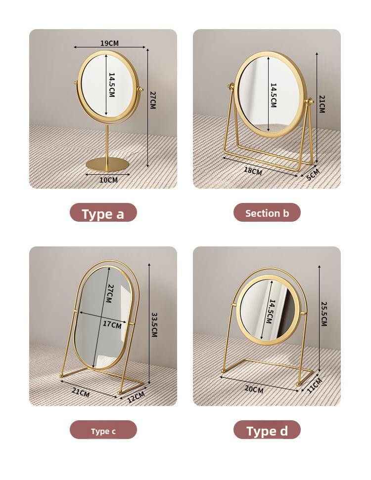 Elegante specchio da toeletta con rotazione a 360° - Specchio da toeletta classico rotondo/ovale in oro/nero/rosa/bianco per soggiorno e camera da letto_voghion.com