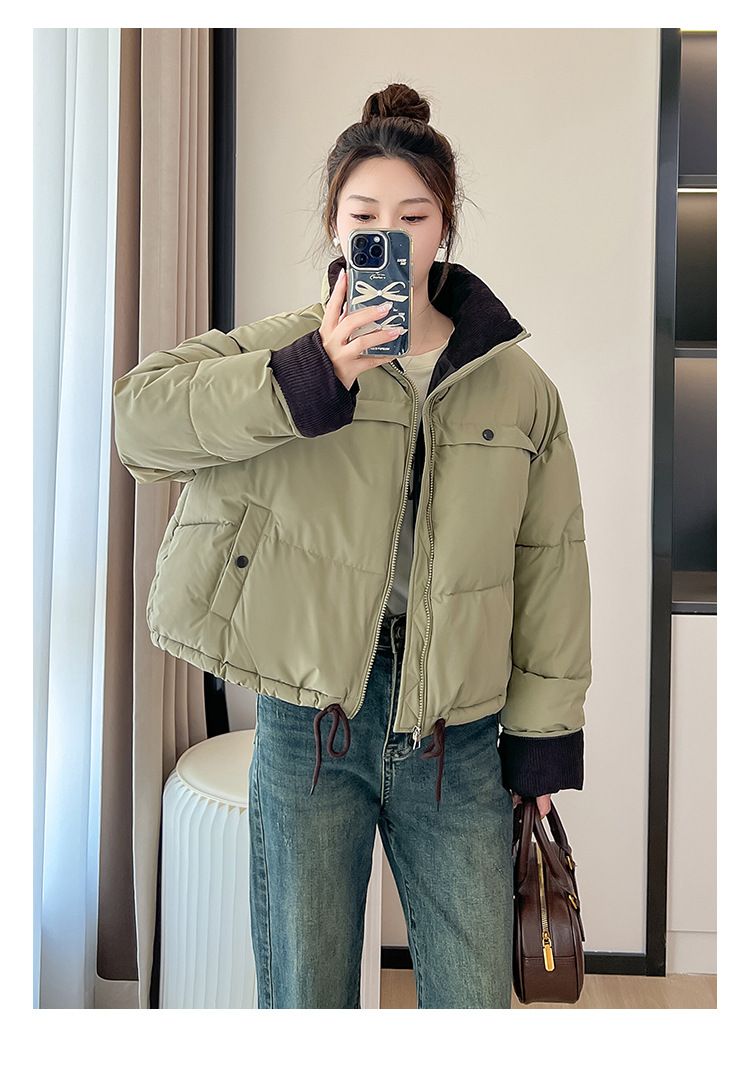 Piumino corto invernale da donna in stile militare, cappotto trapuntato spesso e ampio, capospalla casual alla moda per donna_voghion.com