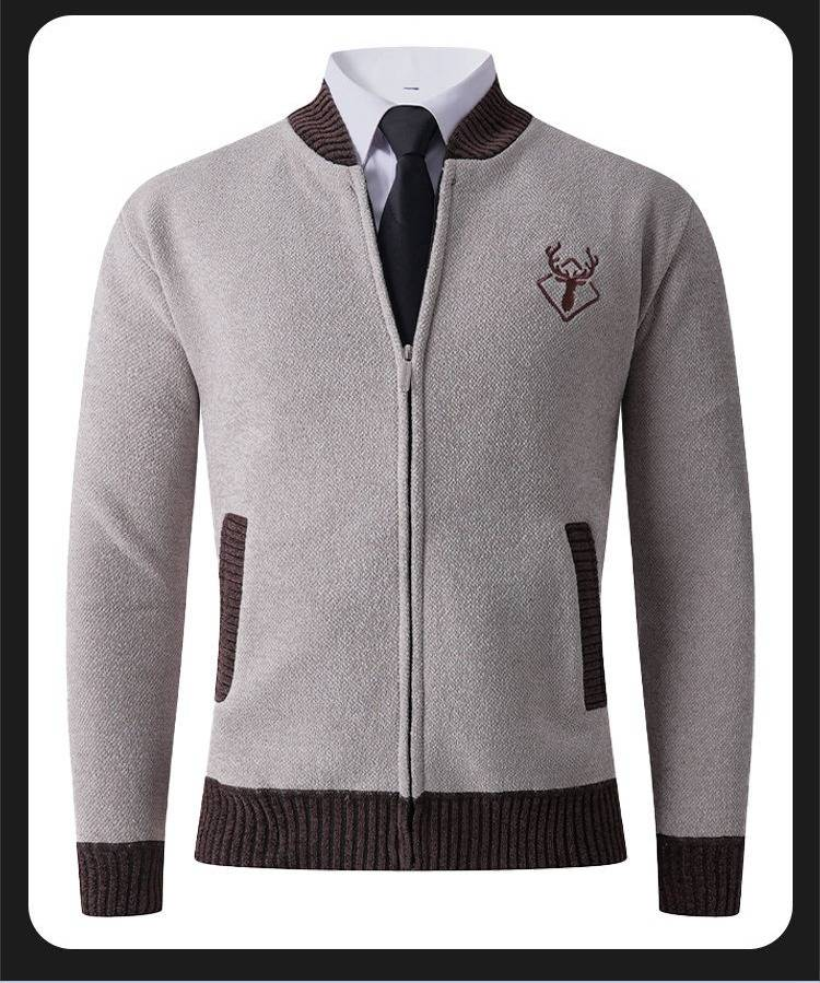 Giacca invernale da uomo in pile con fodera in sherpa e collo in pelliccia sintetica, capospalla caldo ed elegante per abbigliamento casual (nero, cachi, grigio, verde scuro)_voghion.com