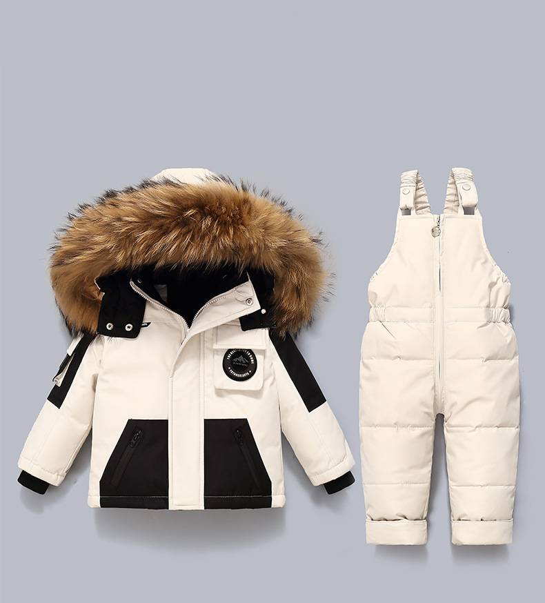 Conjunto de mono de invierno cálido con capucha para madre e hijos - Traje de nieve suave con relleno de plumón de pato para niños y niñas (1-5 años) - Conjunto acogedor de dos piezas_voghion.com
