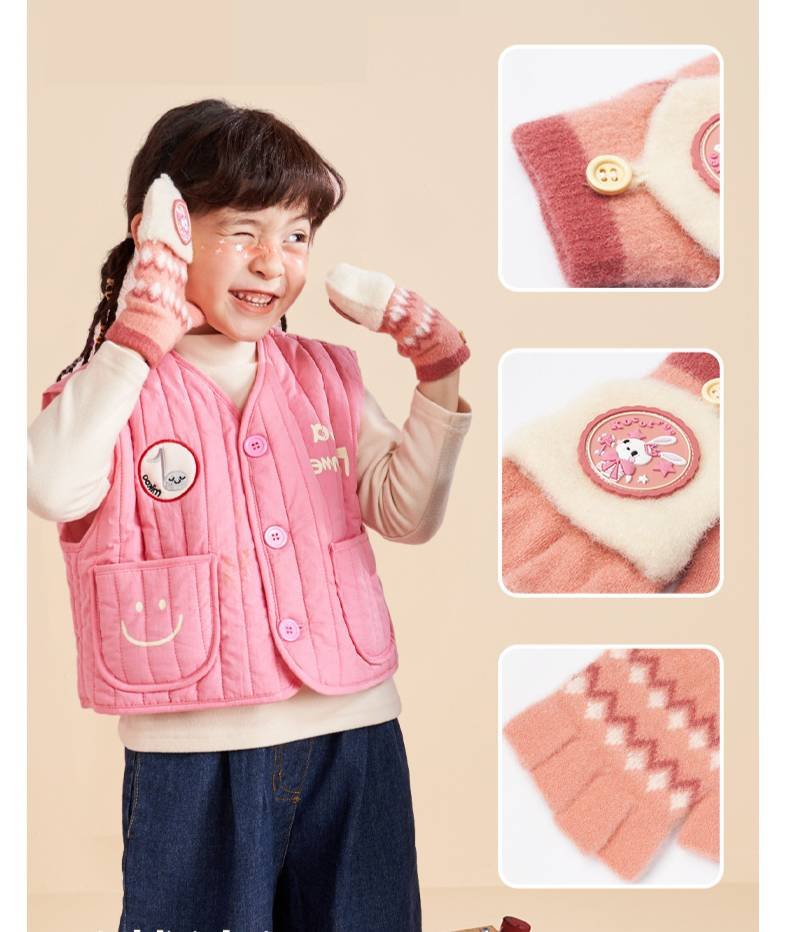 Guanti invernali per mamma e bambino, per bambini e bambine - Guanti in morbida maglia con dita e copertura ribaltabile, caldi e comodi per la scuola e i giochi all'aperto (taglia unica)_voghion.com