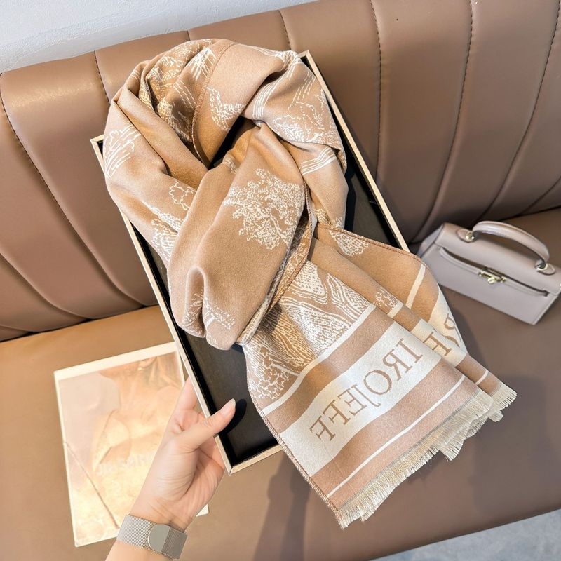 Luxury Winter Shawl Wrap - Soft Faux Cashmere Scarf With Leaf Pattern, Extra Long & Warm For Women, Versatile Fashion Accessory_voghion.com