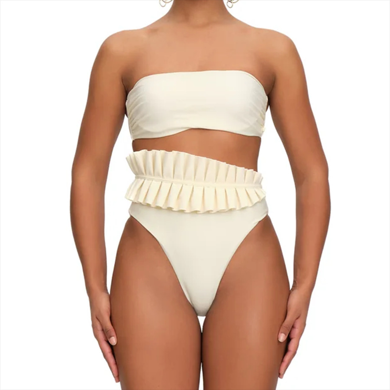maillot de bain une pièce femme volant plissé une épaule_voghion.com