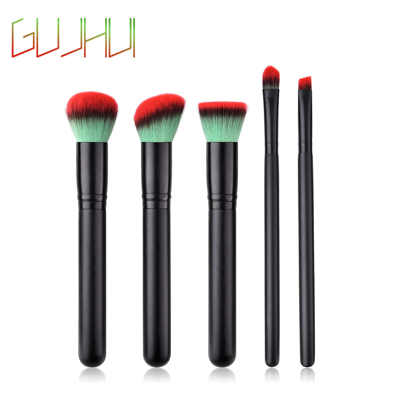 Pennelli per trucco da 5 pezzi, strumenti di bellezza, manico in legno Yuncai, tubo per la bocca, capelli in nylon GUJHUI_voghion.com