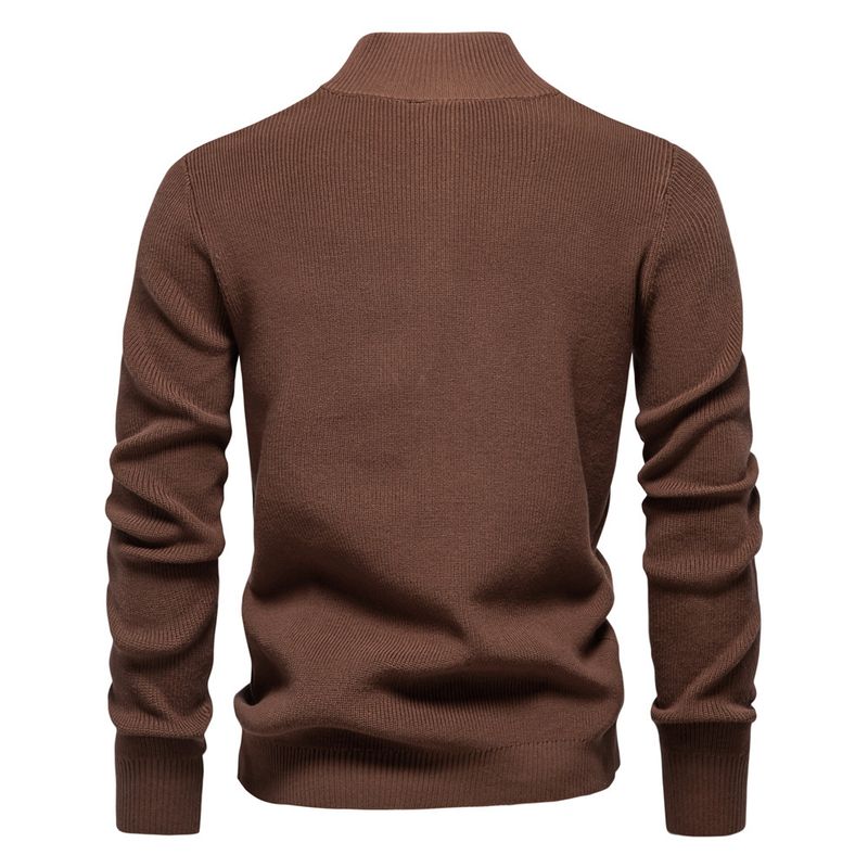 Nieuwe herfst- en wintertrui voor heren in Europese maat, heren met lange mouwen, halve rits, opstaande kraag, effen kleur, casual trendtrui die bij elkaar past_voghion.com