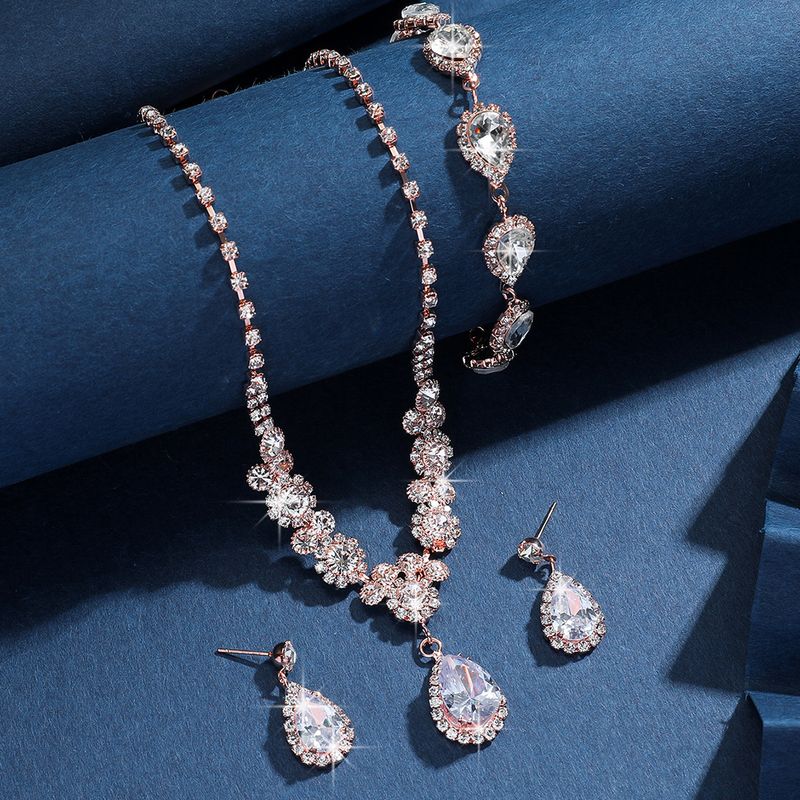 Set di gioielli da donna, set di gioielli da sposa alla moda, collana di alta qualità, orecchini, bracciale, abito da sposa, lusso, elegante, accessori coordinati_voghion.com