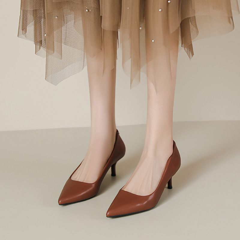 MTX 555-8 Nude High Heels Damen Dünne Ferse 2025 Frühling Sommer Französischer Stil Weiches Leder Spitzschuh Elegant Professionelle Arbeit_voghion.com