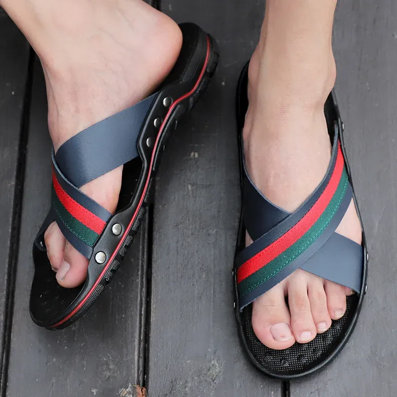 Ciabatte da uomo, scarpe da spiaggia comode, estive, con tacco basso, di lusso, taglie forti 38-48_voghion.com