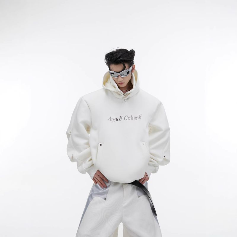 Erkek Sky Star Deconstruction Hoodie Çift Katmanlı Yüksek Yaka Metal Düğmeli Katlanmış Üst Erkek Mont_voghion.com