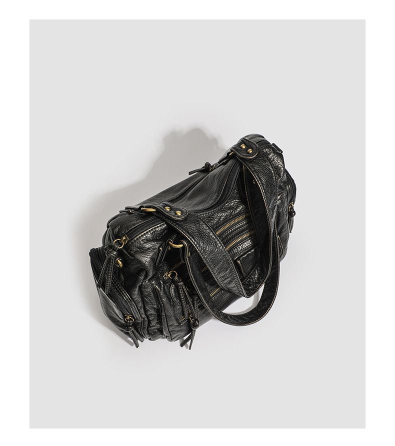 Punk Crow Soft Multi Zipper Biker Handbag 2025 Spring Summer New_voghion.com