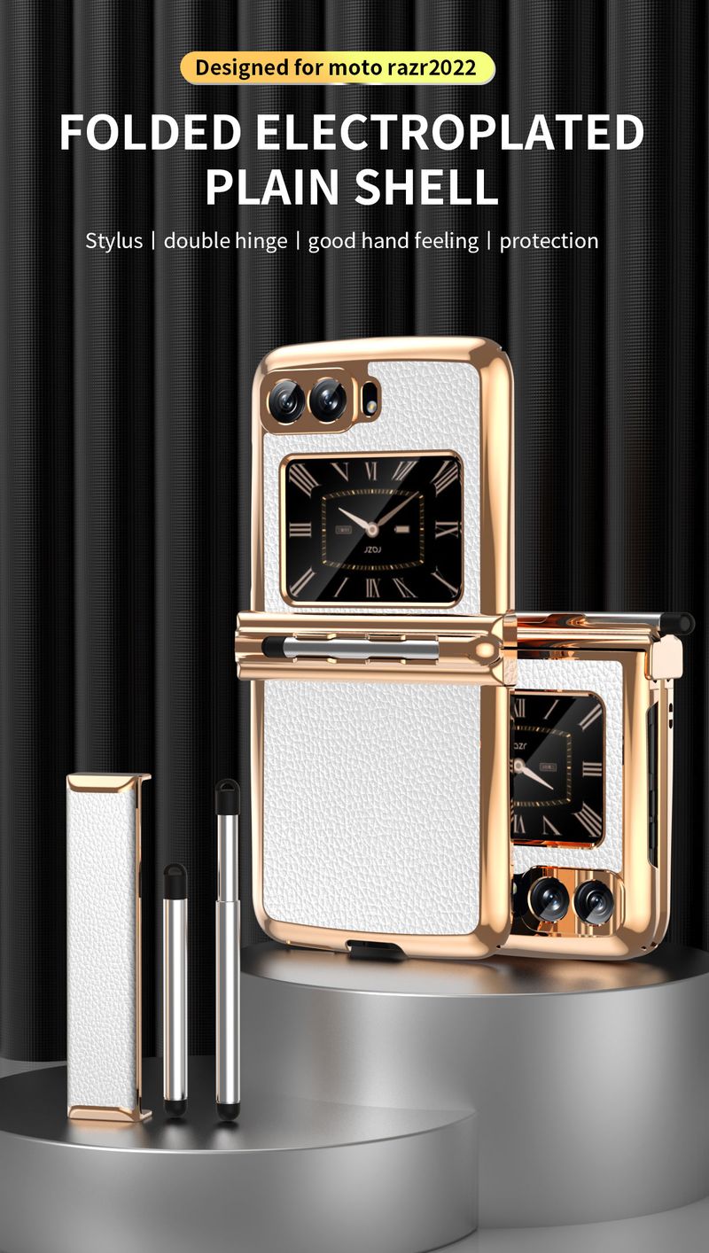 Für Moto Motorola Razr 2022 Luxus Galvanisierte Leder Business Pen Stylus Telefon Fall Abdeckung_voghion.com