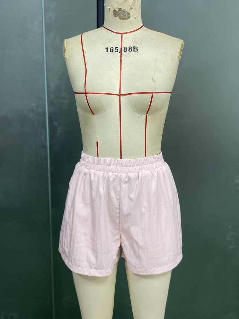 Completo da donna con camicia a maniche lunghe e pantaloncini - Completo minimalista in due pezzi in poliestere per abbigliamento casual e da ufficio (S-XL)_voghion.com