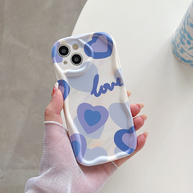 Gradient blue pink heart Phone Case For iPhone 14 13 12 11 Pro X XS XR Max 7 8 Plus High Quality Anti Slip Back Cover_voghion.com