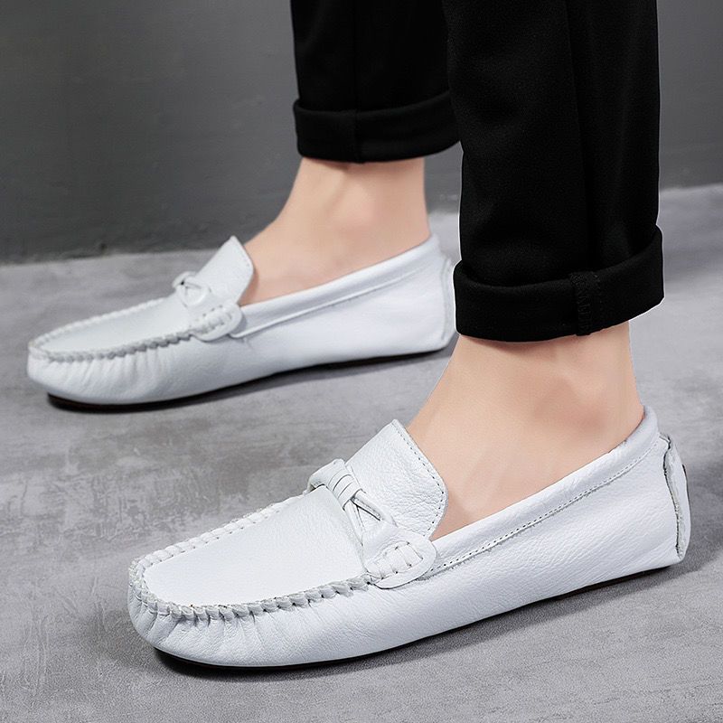 Four Seasons New Layer Lazy Small Feet Men's Casual Soft Top Leather Bean Driving Shoes_voghion.com