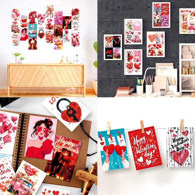 Spillekort rød serie veggdekorasjon kort rød kjærlighet rød rose kjærlighet Valentinsdag rom_voghion.com