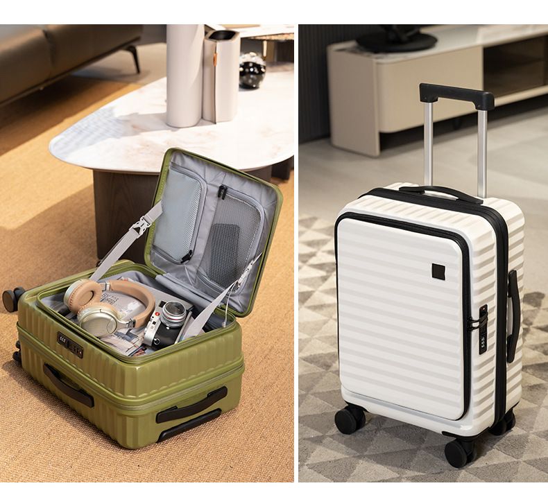 20 Inch Expandable Carry-On Luggage With USB Port, Phone Holder & Cup Holder – Lightweight ABS+PC Suitcase With TSA Lock & 360° Spinner Wheels_voghion.com