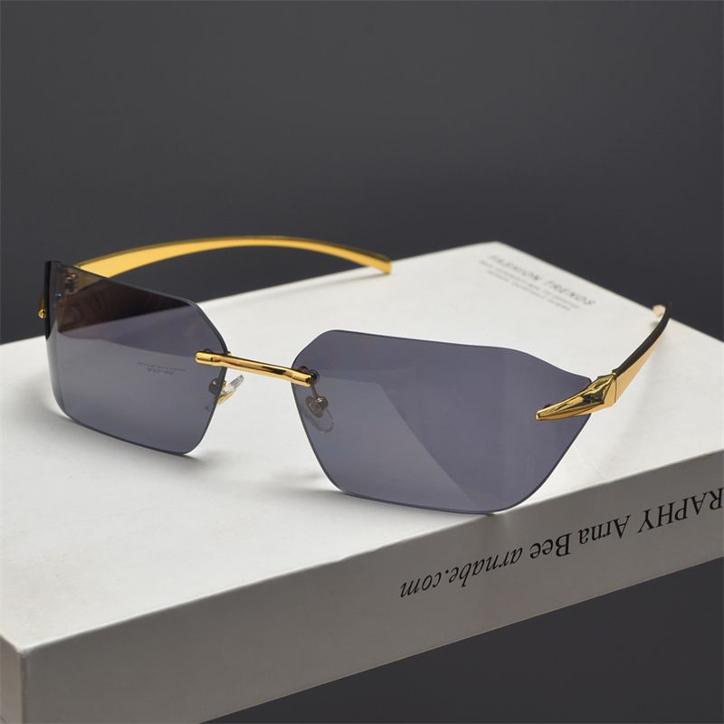 LazyZoom, occhiali da sole quadrati in metallo senza montatura, stile retrò europeo-americano, per uomo e donna, alla moda e di grande formato._voghion.com