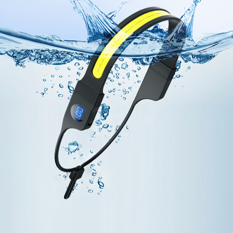 New digital power display COB double light source silicone headlamp outdoor cycling running LED head light_voghion.com