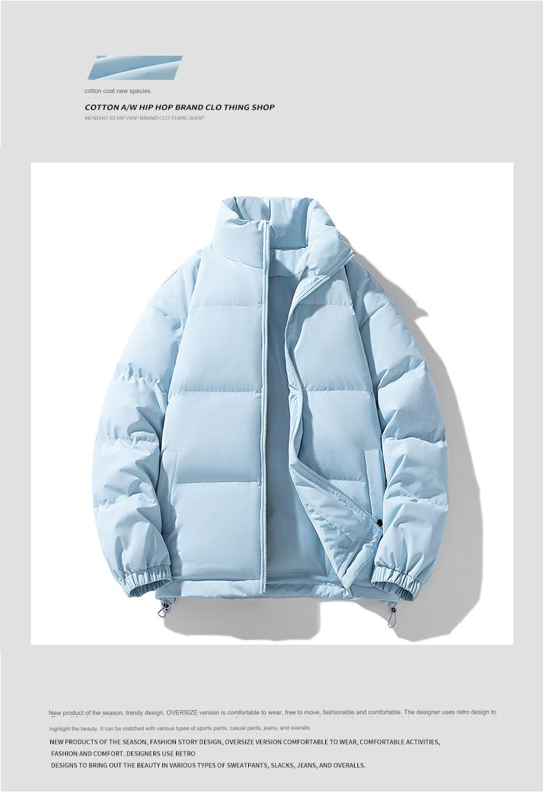 Trendy Stehkragen Pufferjacke für Männer und Frauen 2024 Winter Neuer verdickter Daunenmantel Warme und stilvolle Paarkleidung_voghion.com