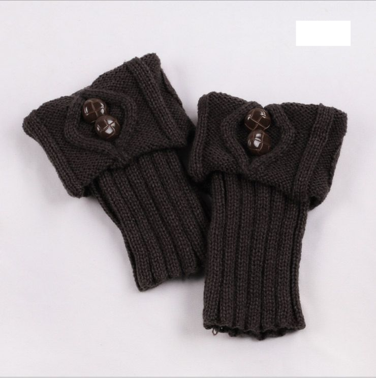 Bottines chaudes d'automne et d'hiver, chaussettes à poils, protection de la cheville en laine tricotée, jambe épaisse à boutons en diamant pour femmes_voghion.com