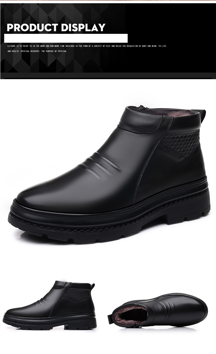 Winter Herren Baumwollschuhe Leder Wolle gepolstert verdickte warme Schuhe rutschfeste Reißverschluss High-Top Baumwollschuhe_voghion.com