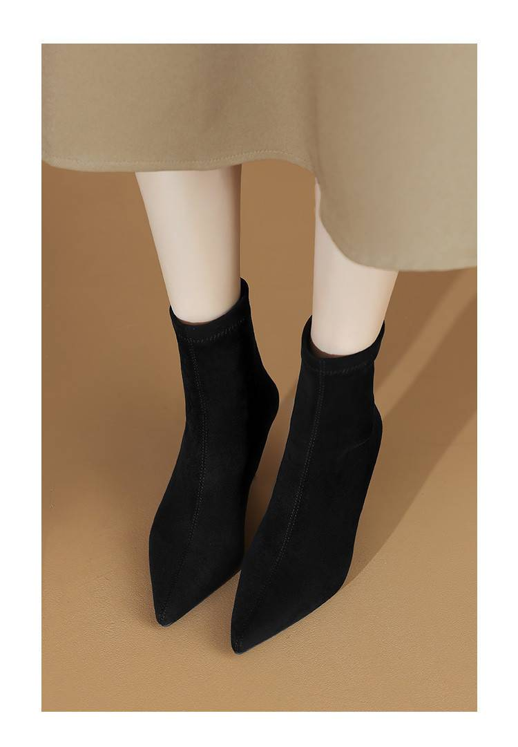 cameido Pointed-toe Stiletto High-heeled Short Boots for Women, Slimming Boots, Versatile Short Fashion Boots in 2024_voghion.com