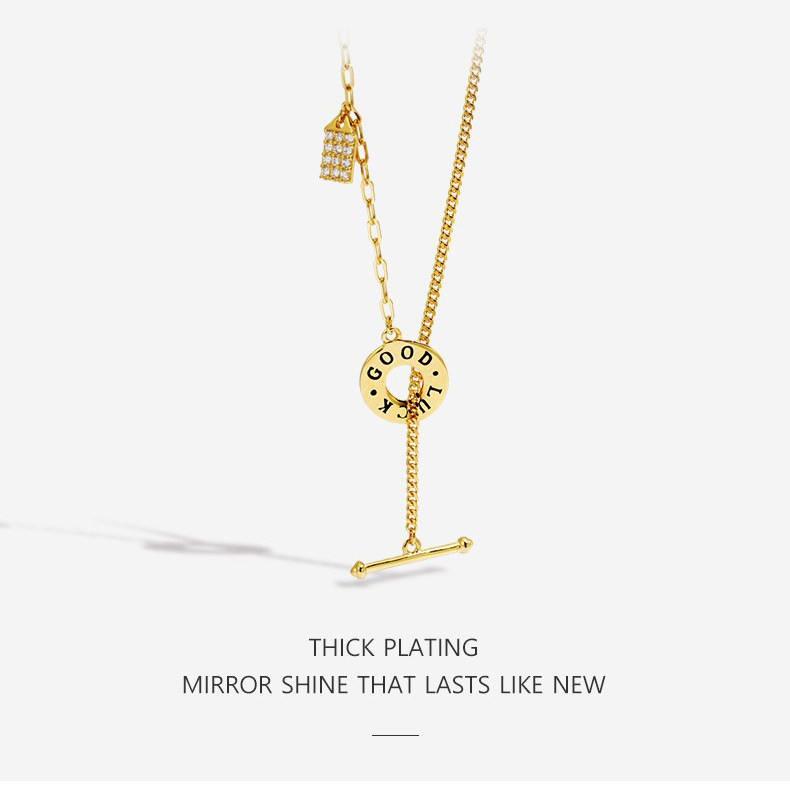 Fashion Trendy Letter Geometric Sterling Silver Gold Plated K-gold Necklace Women's Clavicle Chain Fashionable_voghion.com