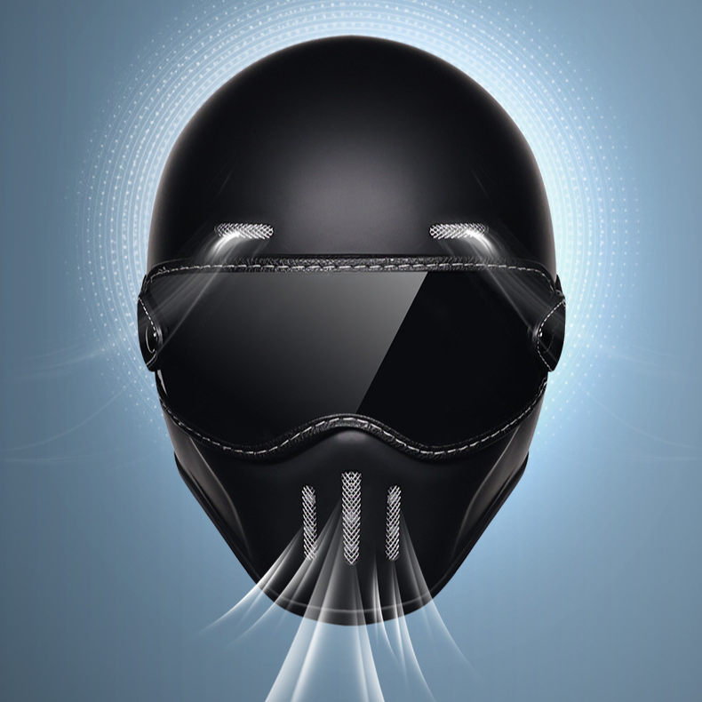 Fiberglas kleiner Helm Retro Helm Motorrad Cruise Pedal Motorrad Integralhelm Männer und Frauen Helm Bluetooth_voghion.com