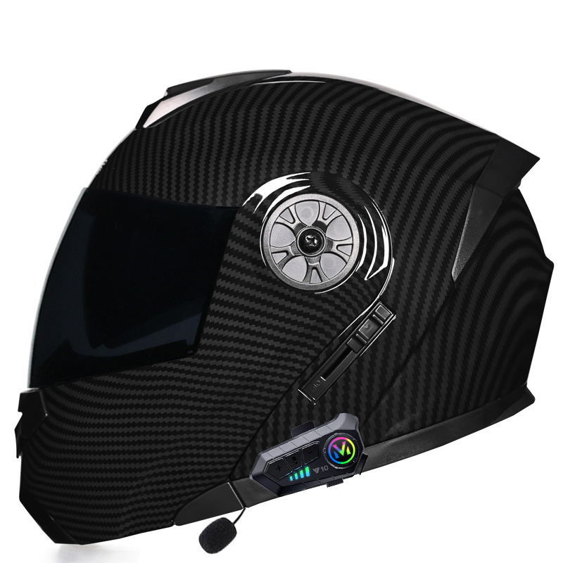 Motorrad Accessoiren & Deeler Vollhelm Männer a Fraen Duebellens Elektroauto Bluetooth Flip Up Hallef Helm Hierscht a Wanter_voghion.com