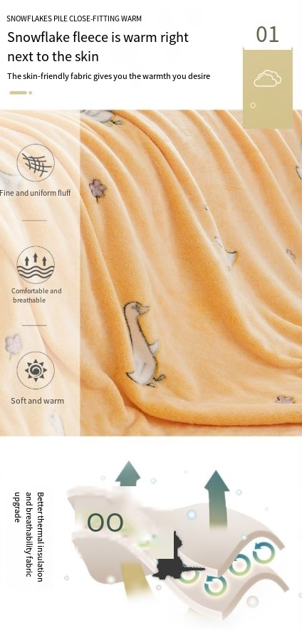 Cobertor de lã floco de neve, lençol de flanela quente, cobertor de lã coral de espessura dupla_voghion.com