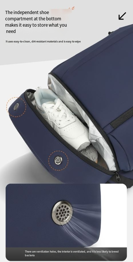 Men's Sports Travel Bag Large Capacity Shoe Compartment Multi Function Backpack_voghion.com