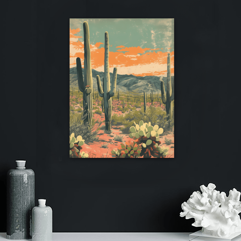 Summer Desert Cactus Bohemian Canvas Prints Painting- Perfect Choice For Living Room, Bedroom, Kitchen._voghion.com