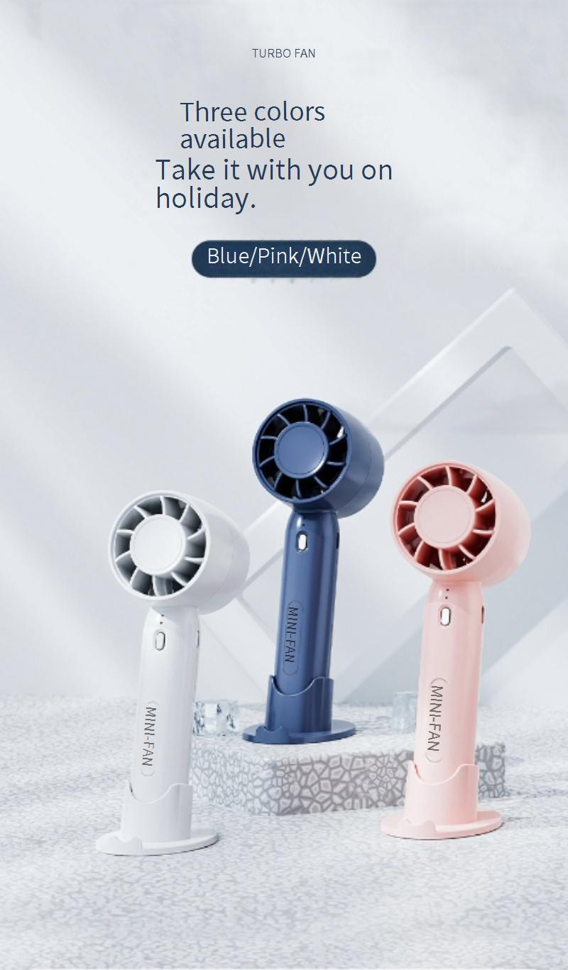 USB Rechargeable Handheld Fan - Mini Portable Desk Fan With Stand Turbo Bladeless Cooling For Students Office & Travel_voghion.com