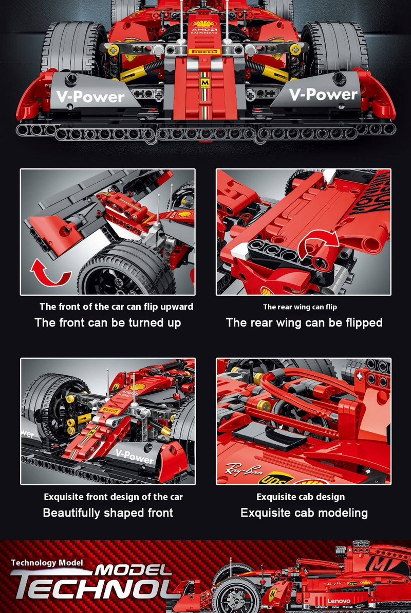 Racing Car Building Blocks Set - 800+ ABS Plastic Bricks For Kids & Teens (Ages 7-14) - DIY F1 Model Kit For Creative Play_voghion.com