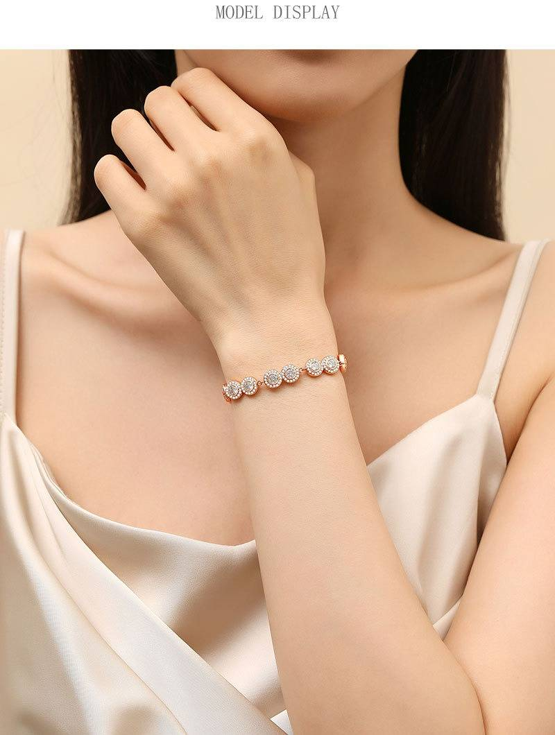 Women's Jewelry Geometric Single Row Round Zircon Button Bracelet, Elegant And Fashionable Light Luxury Zirconia Bracelet, Perfect Gift For Girlfriend_voghion.com