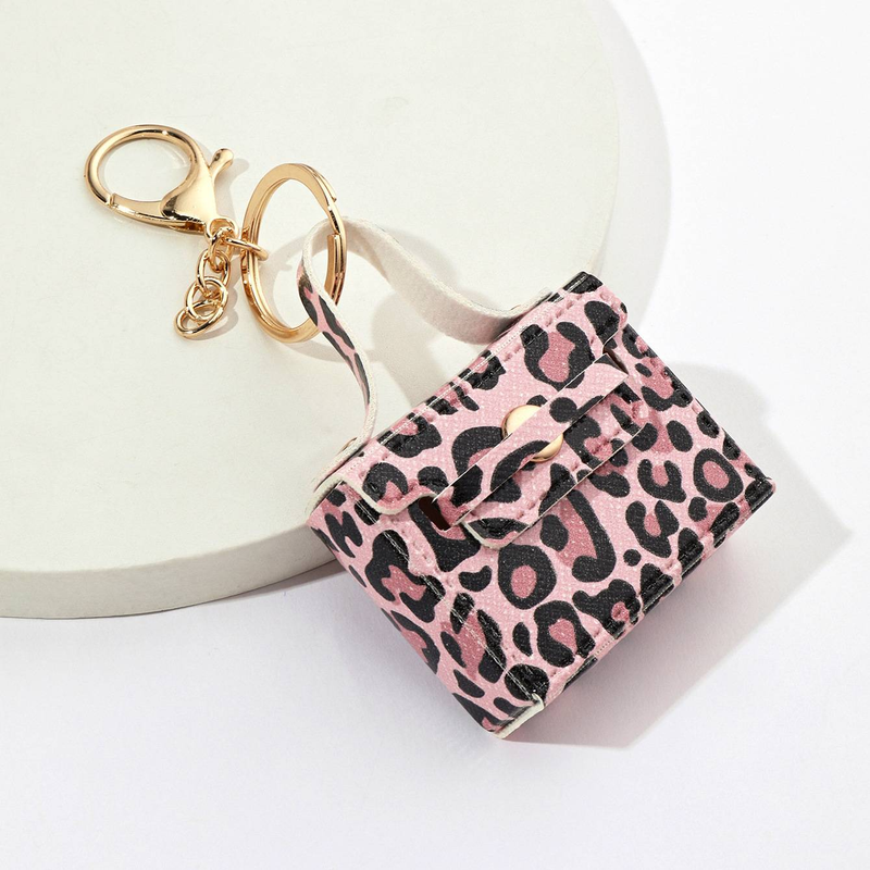 Mini portachiavi con stampa leopardata - Elegante portachiavi per auto, ciondolo per telefono e accessorio regalo per donne e uomini (nero, bianco, rosa, leopardato classico)_voghion.com