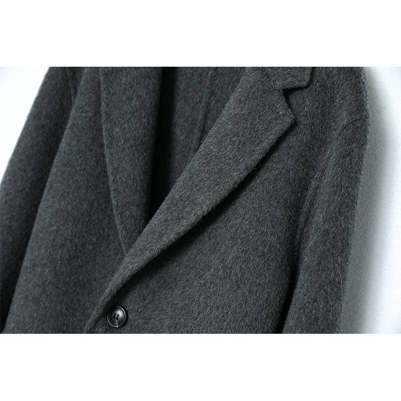Men’s Relaxed-Fit 100% Wool Overcoat – Minimalist Longline Winter Coat With Stand Collar (M-3XL, Grey)_voghion.com