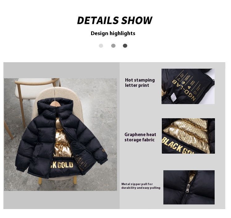 Kids' Winter Heated Jacket With Graphene Technology - Warm & Comfortable Unisex Coat For Boys & Girls (100-150cm, Black)_voghion.com