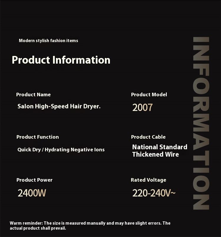 2400W Professional Hair Dryer – High-Speed AC Motor Blow Dryer With 3 Heat/Speed Settings, Cool Shot & Overheat Protection_voghion.com