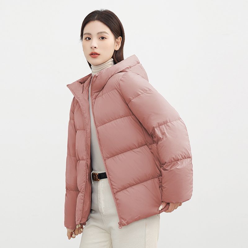 Trendy Cropped Puffer Jacket For Women – 86-90% White Duck Down, Oversized Hooded Design – Lightweight & Warm – M/XL/XXL_voghion.com