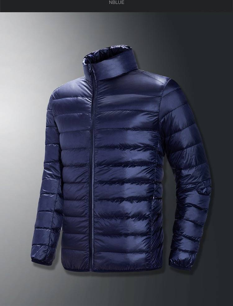 Men's Lightweight Stand Collar Down Jacket - 550fp White Duck Feather, Slim Fit Short Coat For Sports & Casual, Black/Navy/Red/Blue/Gray, M-6xl_voghion.com