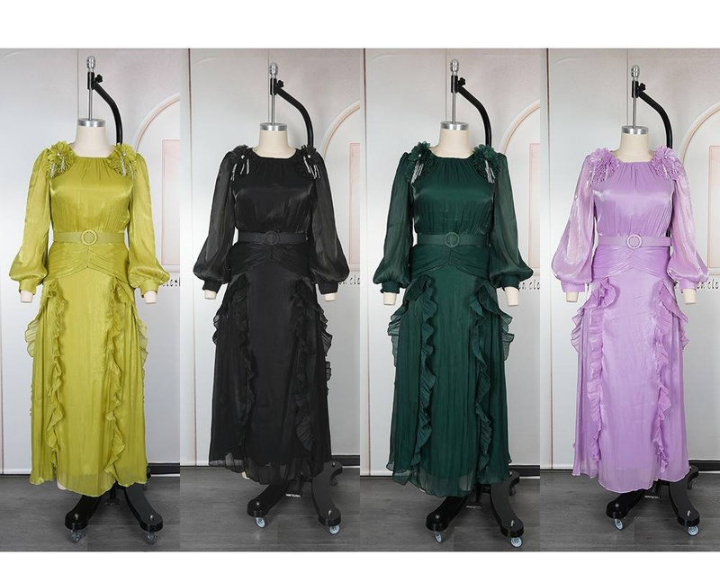 Plus-Size Floral Maxi Dress – Elegant Ruffle Sleeve Chiffon Dress With 3d Embroidery, High Waist & Flowy Hem, Women’S Formal Evening Gown_voghion.com