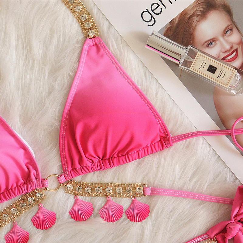 Maillot de bain fendu pour femmes, maillot de bain de luxe en cristal et diamants, coque de bikini_voghion.com